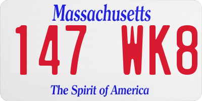 MA license plate 147WK8