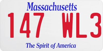 MA license plate 147WL3