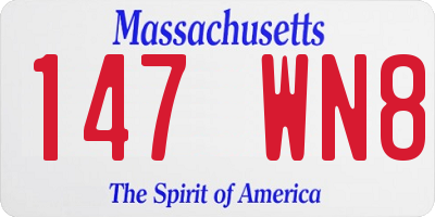 MA license plate 147WN8