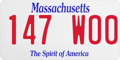 MA license plate 147WO0