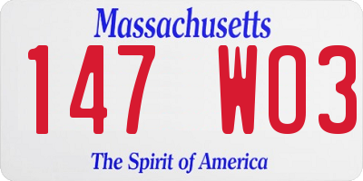 MA license plate 147WO3