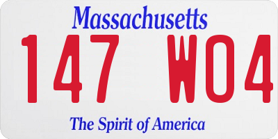 MA license plate 147WO4