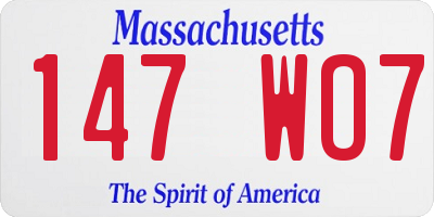 MA license plate 147WO7
