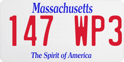 MA license plate 147WP3