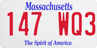 MA license plate 147WQ3