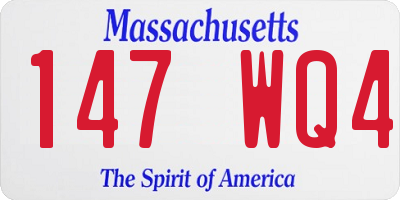 MA license plate 147WQ4
