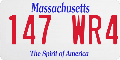 MA license plate 147WR4
