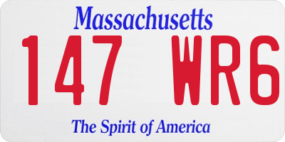 MA license plate 147WR6