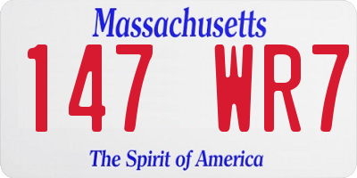 MA license plate 147WR7