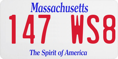 MA license plate 147WS8