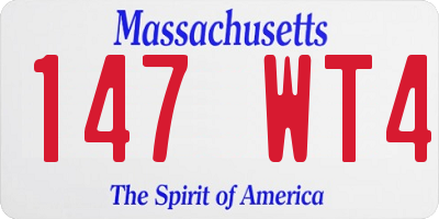 MA license plate 147WT4