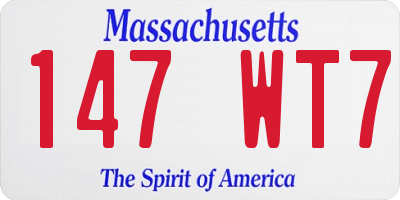 MA license plate 147WT7