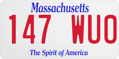 MA license plate 147WU0