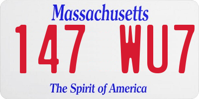 MA license plate 147WU7
