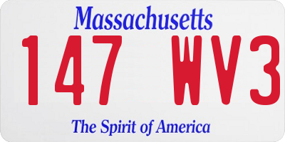 MA license plate 147WV3