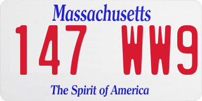MA license plate 147WW9