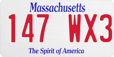 MA license plate 147WX3