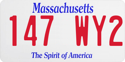 MA license plate 147WY2