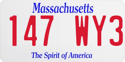 MA license plate 147WY3