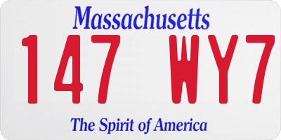 MA license plate 147WY7