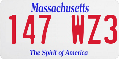 MA license plate 147WZ3