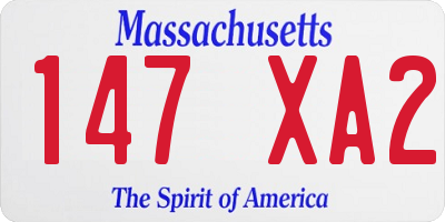 MA license plate 147XA2