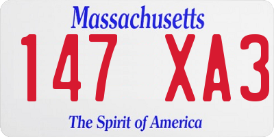 MA license plate 147XA3