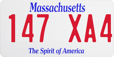 MA license plate 147XA4