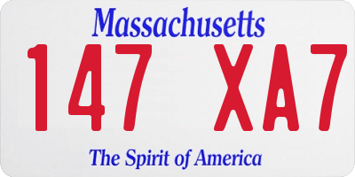 MA license plate 147XA7