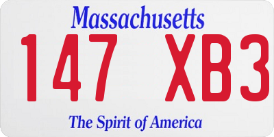 MA license plate 147XB3