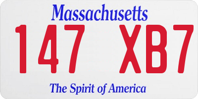 MA license plate 147XB7