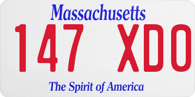 MA license plate 147XD0