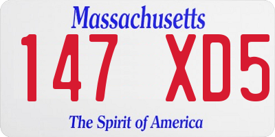 MA license plate 147XD5