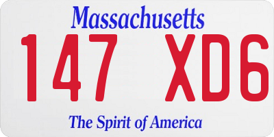 MA license plate 147XD6