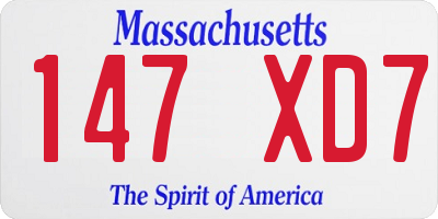 MA license plate 147XD7