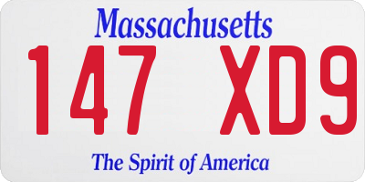 MA license plate 147XD9