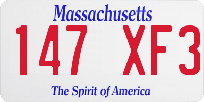 MA license plate 147XF3
