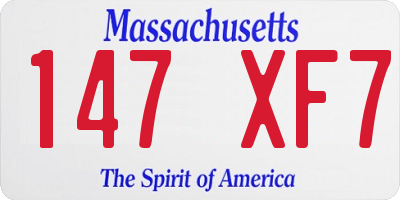 MA license plate 147XF7