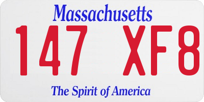 MA license plate 147XF8