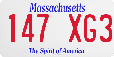 MA license plate 147XG3