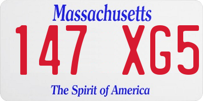 MA license plate 147XG5