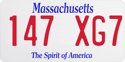 MA license plate 147XG7