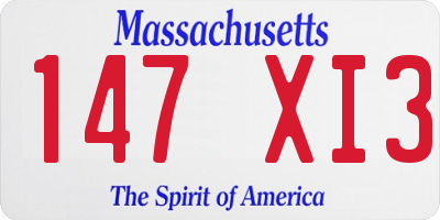 MA license plate 147XI3