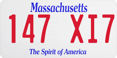 MA license plate 147XI7