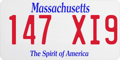 MA license plate 147XI9