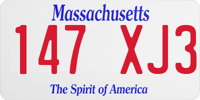 MA license plate 147XJ3