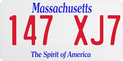 MA license plate 147XJ7