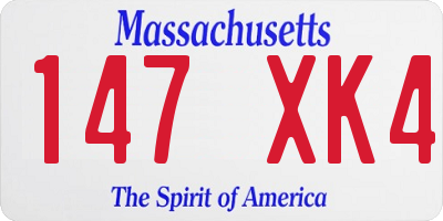 MA license plate 147XK4