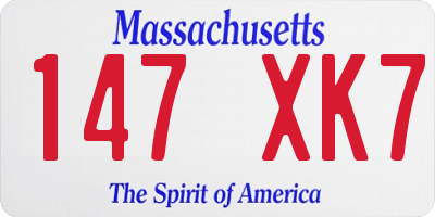 MA license plate 147XK7