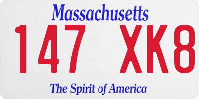 MA license plate 147XK8